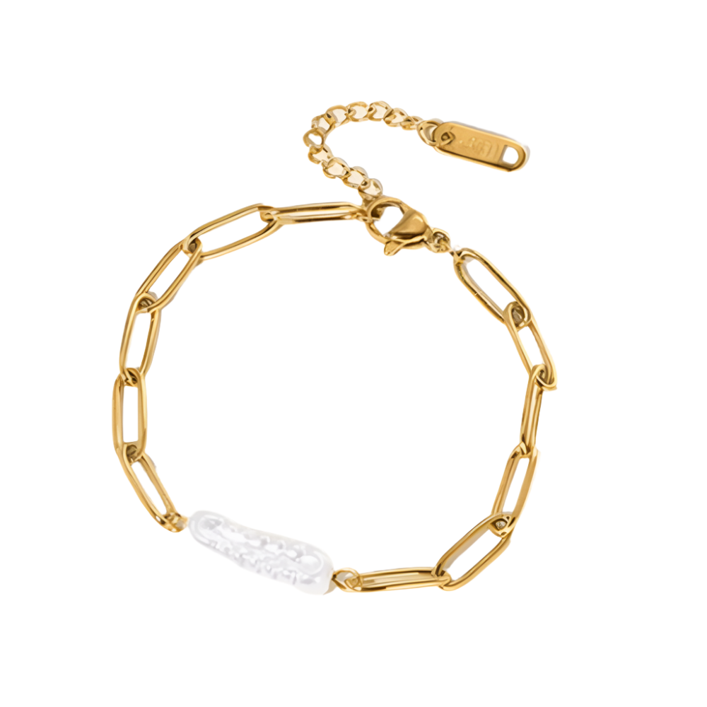 Pulseira com Elos e Pérola Shell - Beverly Joias
