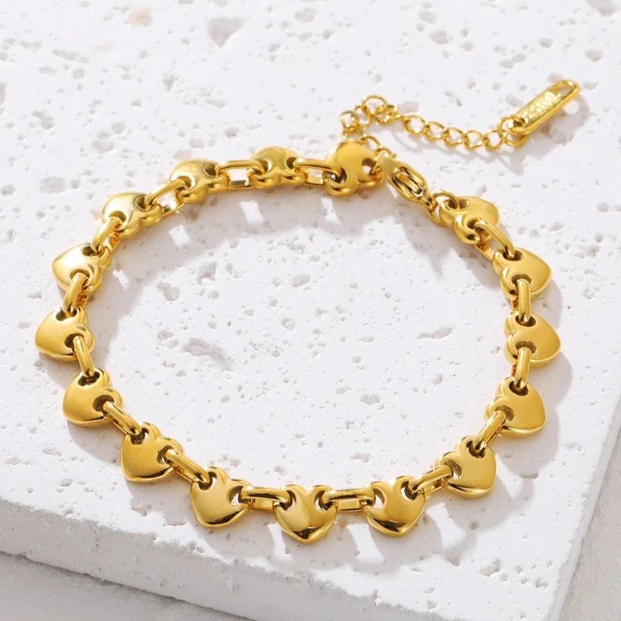 Pulseira Entrelaçada com Pingentes de Coração - Beverly Joias