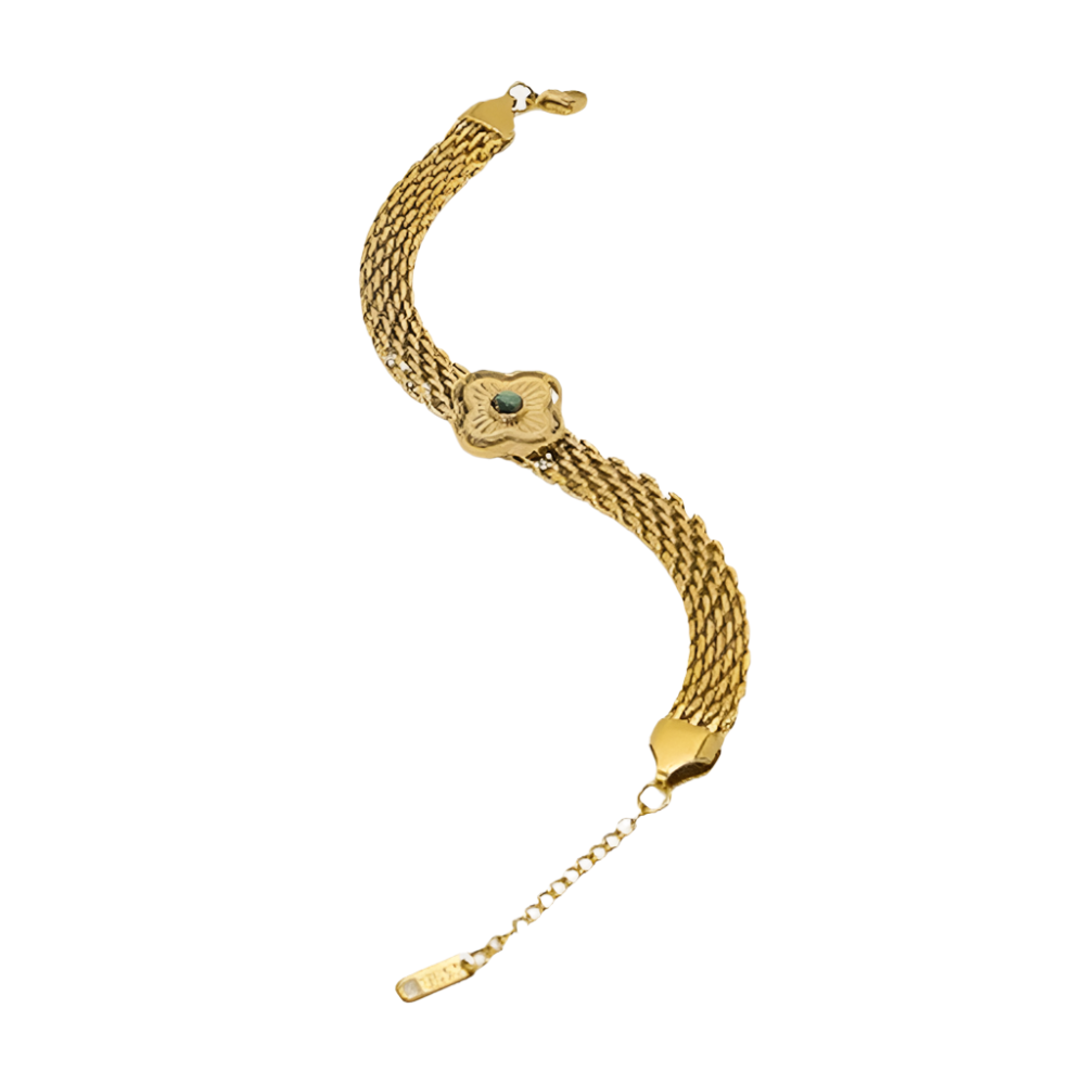 Pulseira Malha Retrô com Turquesa Africana - Beverly Joias