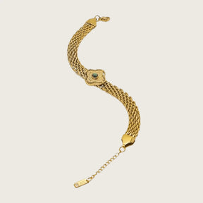 Conjunto Colar e Pulseira de Malha Retrô com Turquesa Africana [Compre 1 Leve 2]