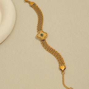 Pulseira Malha Retrô com Turquesa Africana - Beverly Joias