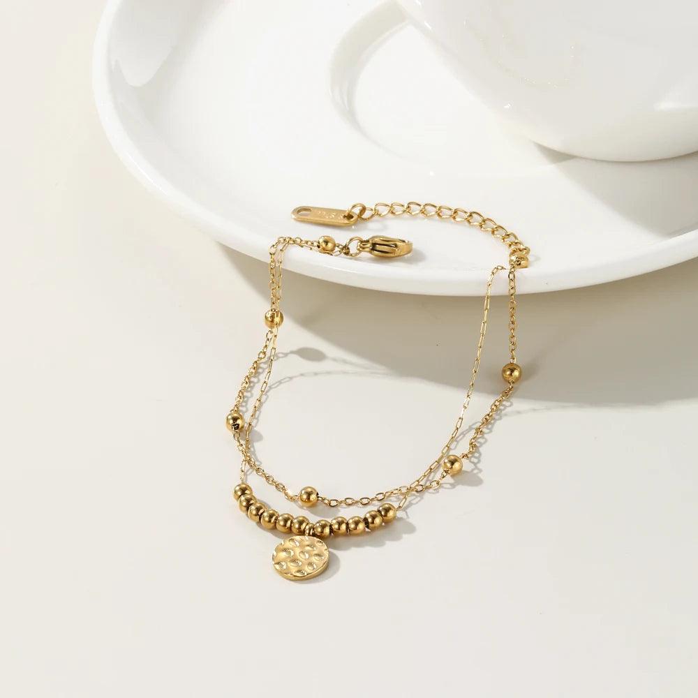 Pulseira Pulseira Dupla com Pingente Circular - Beverly Joias