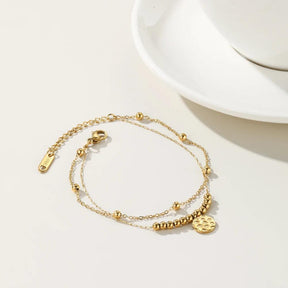 Pulseira Pulseira Dupla com Pingente Circular - Beverly Joias