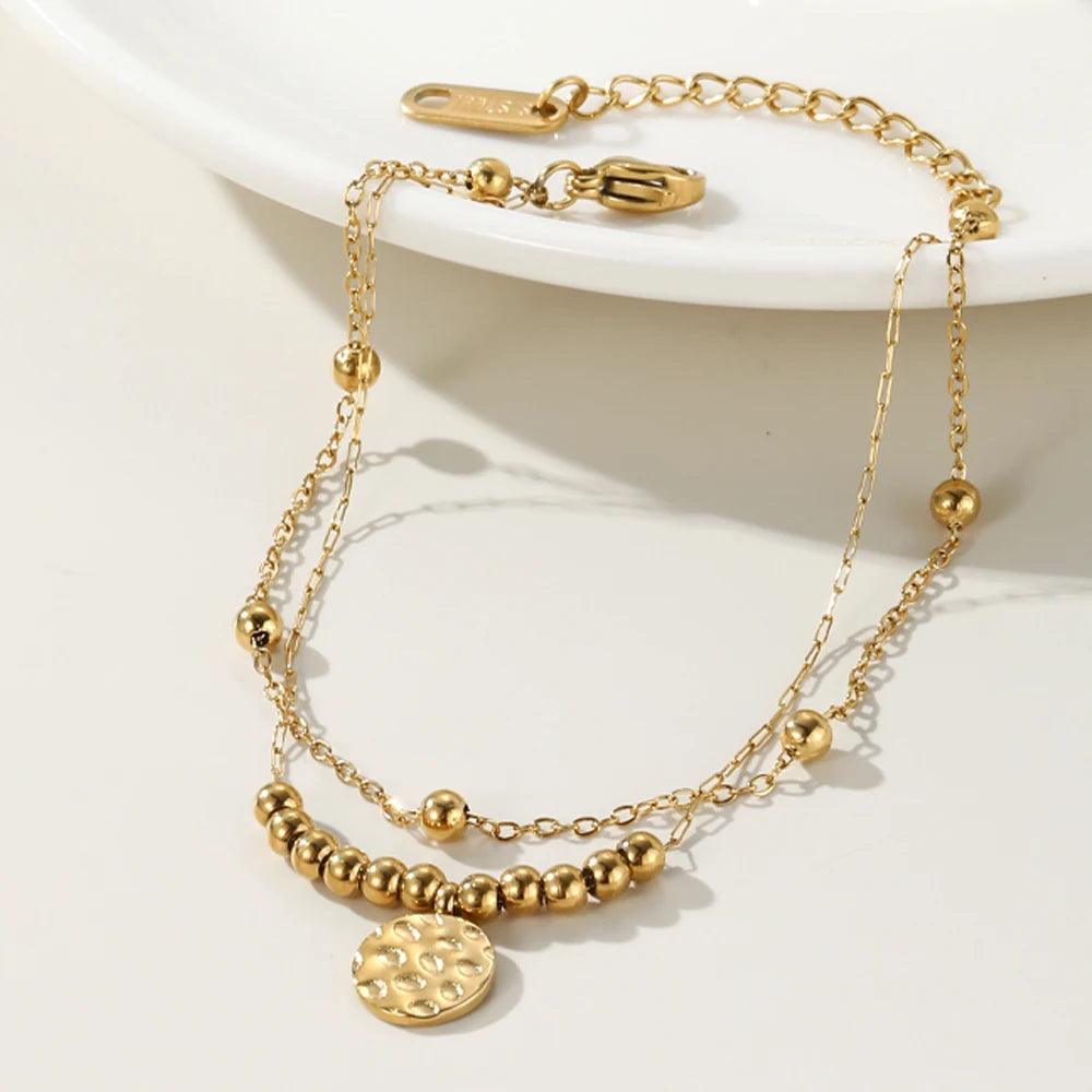 Pulseira Pulseira Dupla com Pingente Circular - Beverly Joias