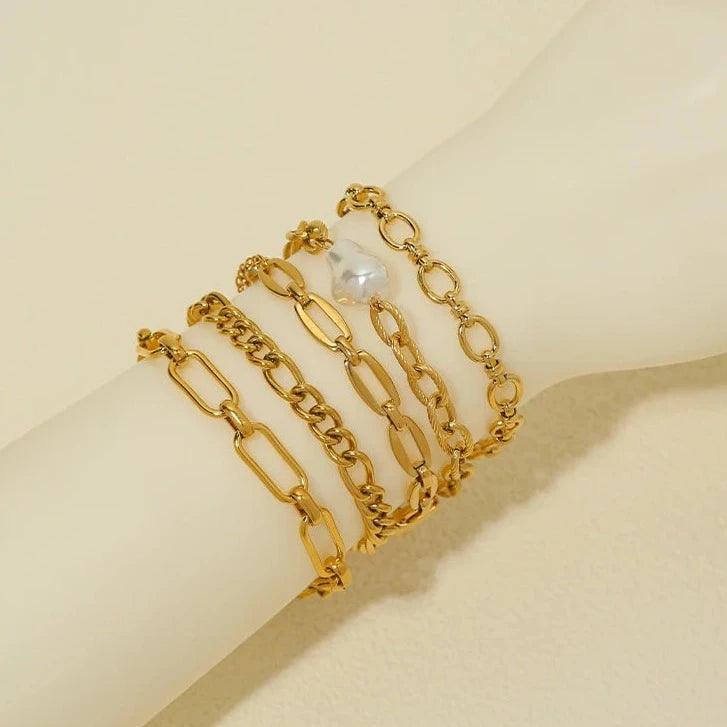 Pulseiras Elos Com Pérola Solitária - Beverly Joias