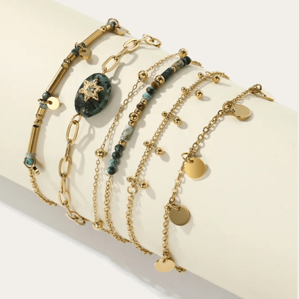Pulseiras Vintage com Pedra de Turquesa Africana - Beverly Joias