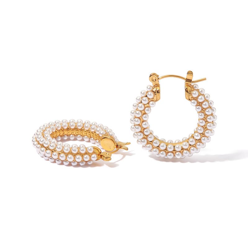 Brinco Afrodite Argola Perolada - Beverly Joias